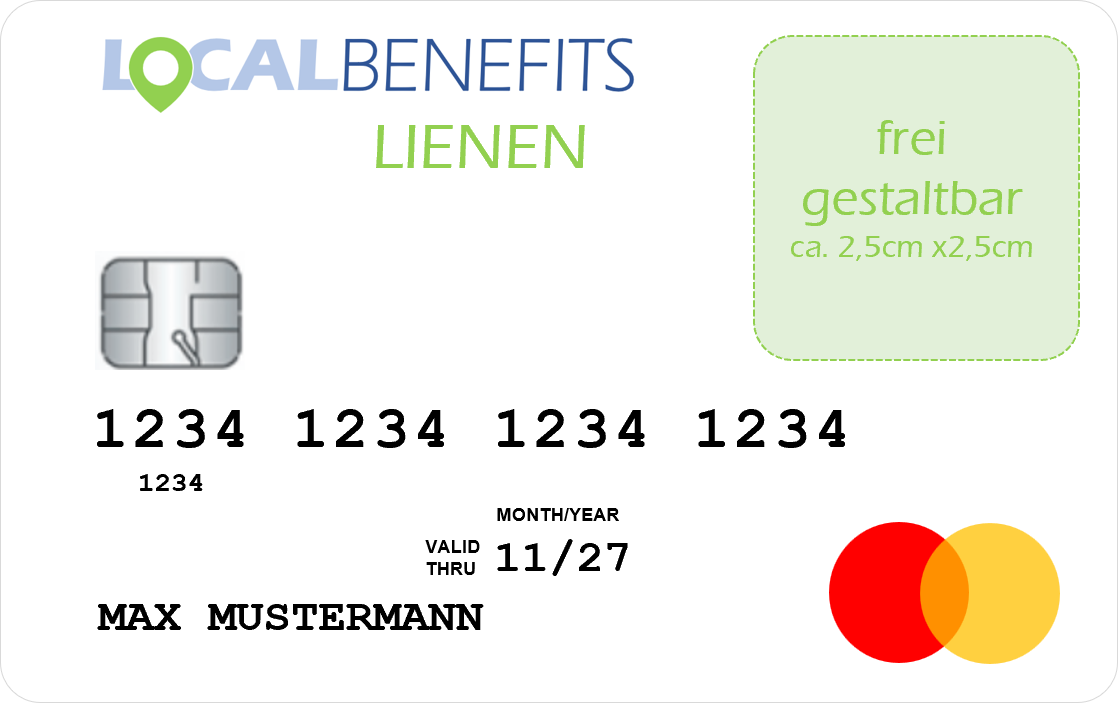 LOCALBENEFITS Sachbezugskarte, mit der Sie bei über 40 lokalen Händlern in Lienen den steuerfreien Sachbezug (€50) nutzen können.