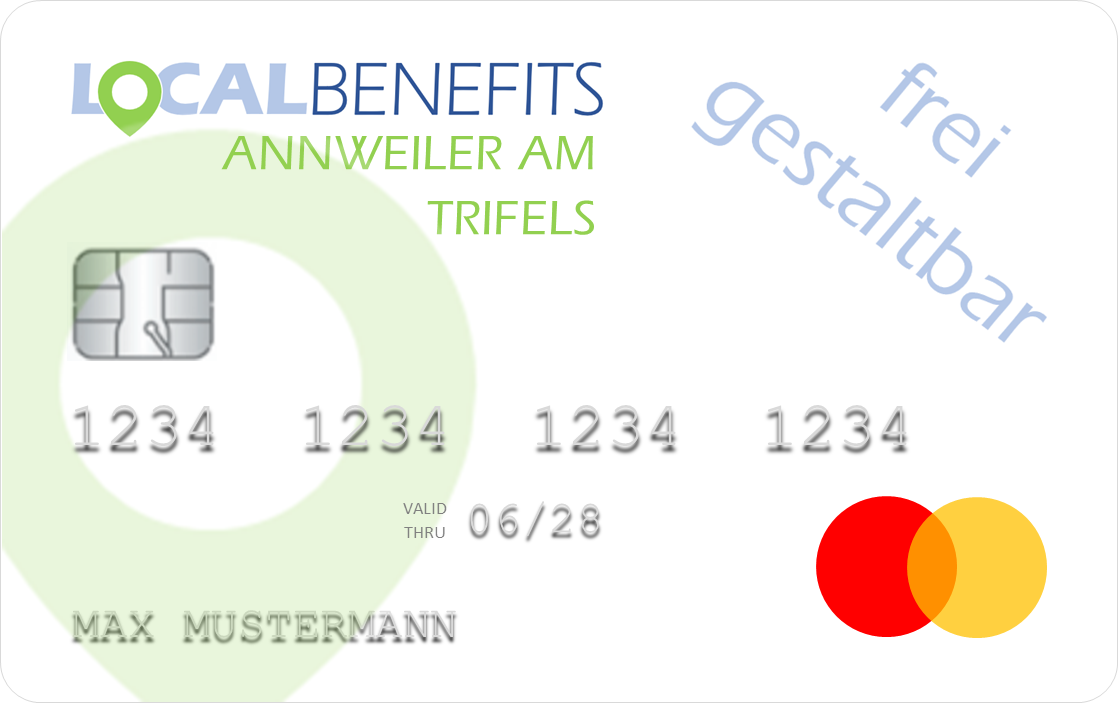 LOCALBENEFITS Sachbezugskarte, mit der Sie bei über 40 lokalen Händlern in Annweiler am Trifels den steuerfreien Sachbezug (€50) nutzen können.