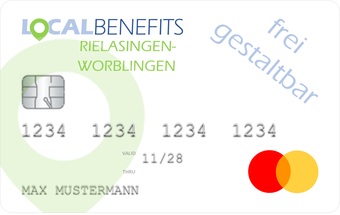 LOCALBENEFITS Sachbezugskarte, mit der Sie bei über 70 lokalen Händlern in Rielasingen-Worblingen den steuerfreien Sachbezug (€50) nutzen können.