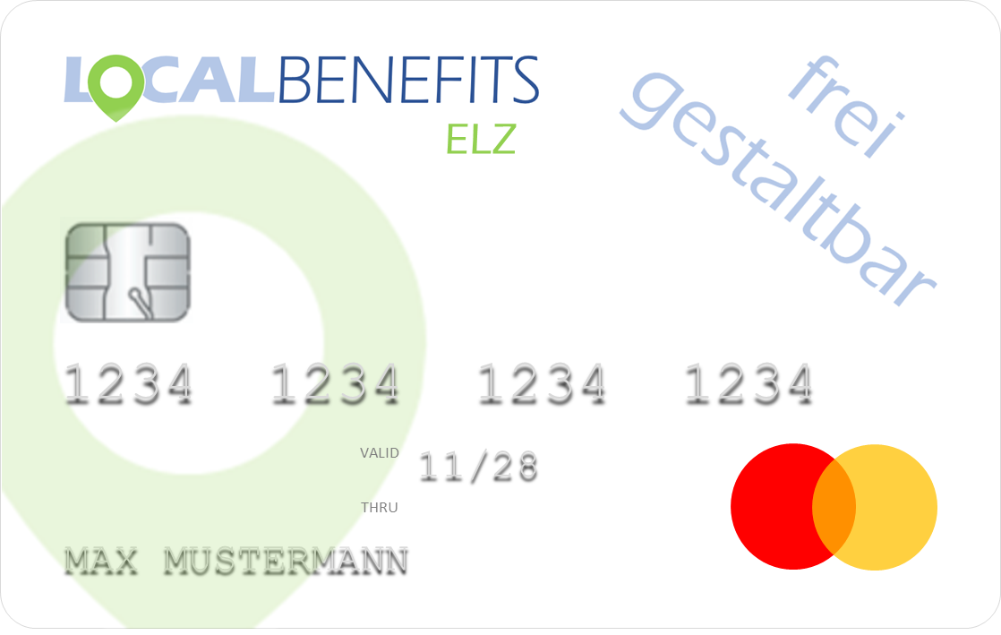 LOCALBENEFITS Guthabenkarte, mit der der steuerfreie Sachbezug (€50) in Elz bei über 40 lokalen Partnern genutzt werden kann.